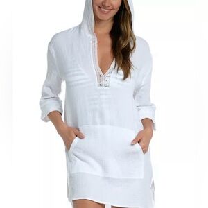 La Blanca White Hooded Cover Up Tunic